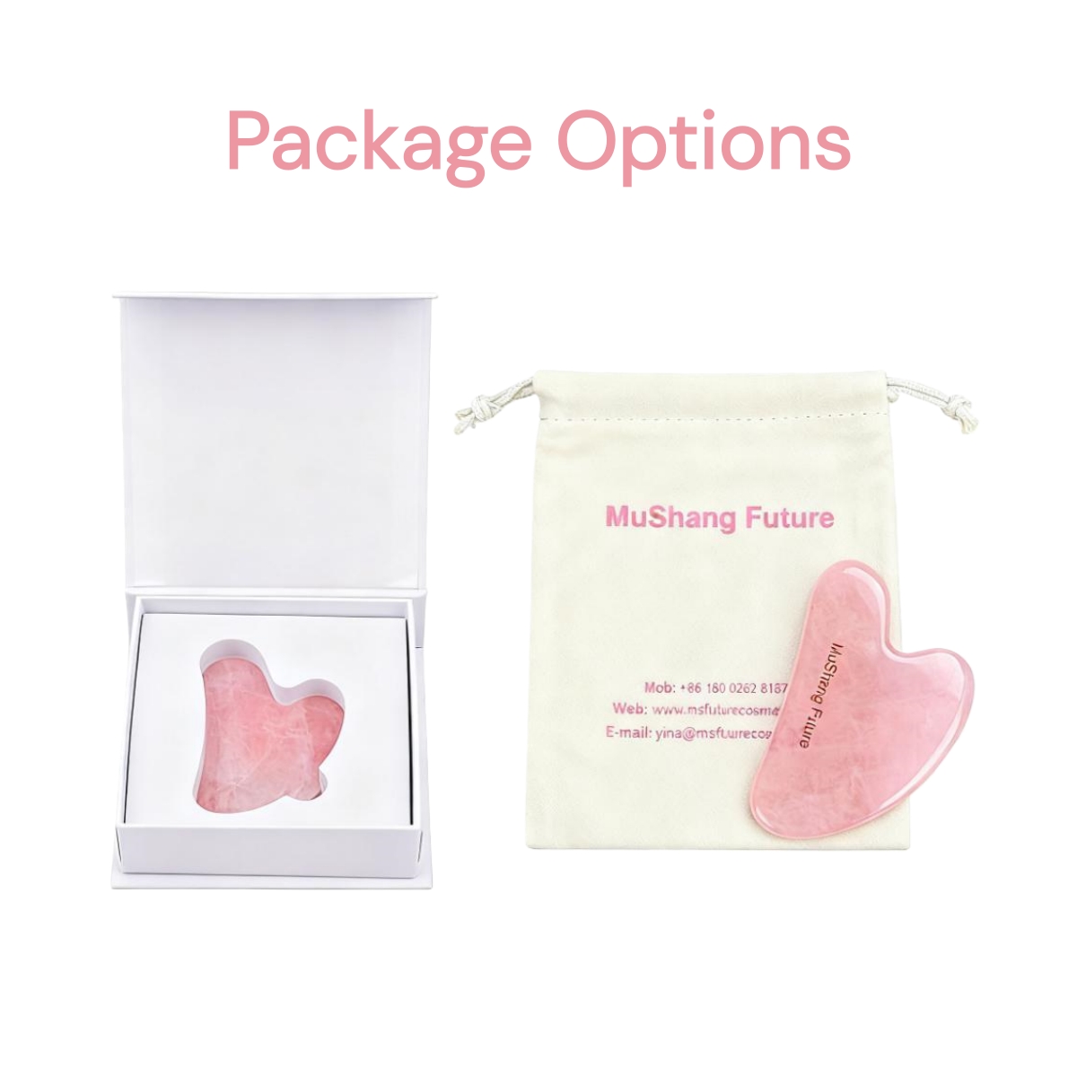 Mushang Rose Quartz Natural Jade Stone Facial Massager Gua Sha Tool Double Rollers for Face Neck Massage Anti-Aging Slimming