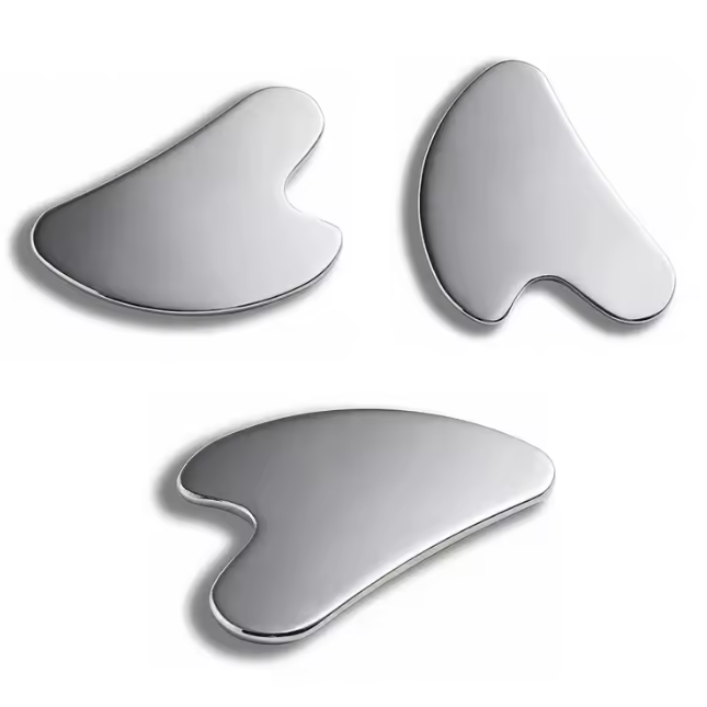High Quality 304 Stainless Steel Guasha Tool Heart-Shaped 3mm Face Massage Tool With Online Technical Support Silver Color