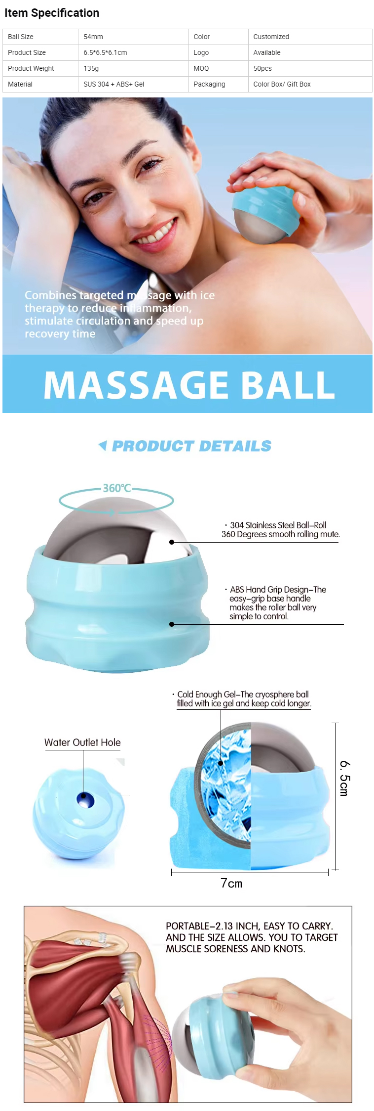 Stainless Steel 2in1 Facial Massage Ball for Face Body & Foot Skin Tightening & Anti-Aging Enhances Serum Absorption