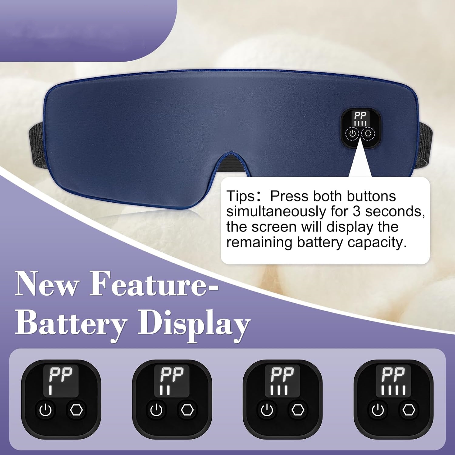 Cordless Heated Eye Mask Warm Eye Compress For Dry Eyes, Blepharitis, 1500mAh Rechargeable Battery And Washable Cover