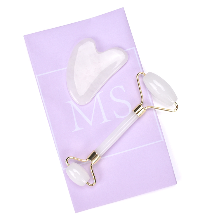 White Jade Roller and Gua Sha Set, Facial Lift and Contouring Tool for Skin Tightening Anti-Aging and Radiant Glow