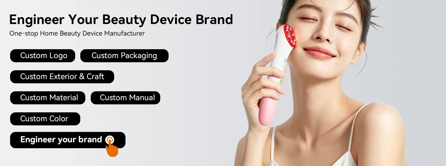 Professional Wholesale Custom 3-in-1 EMS Microcurrent Red Light Therapy Face Neck Lifting Tightening Skin Rejuvenation Facial Care Beauty Device for Home Use