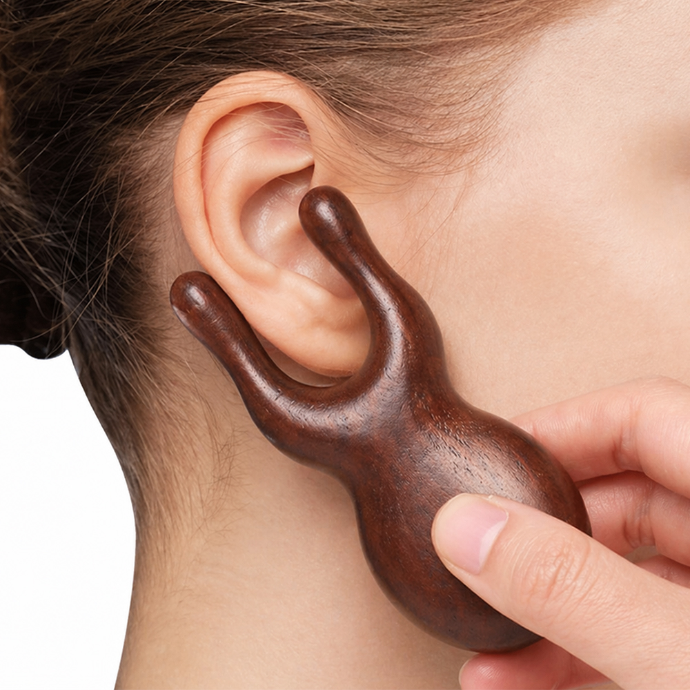Ergonomic Y-Shape Body Message Wooden Head Massage Tool Dual Prong Face Gua Sha Scrubber Natural Wood Facial Massager Roller