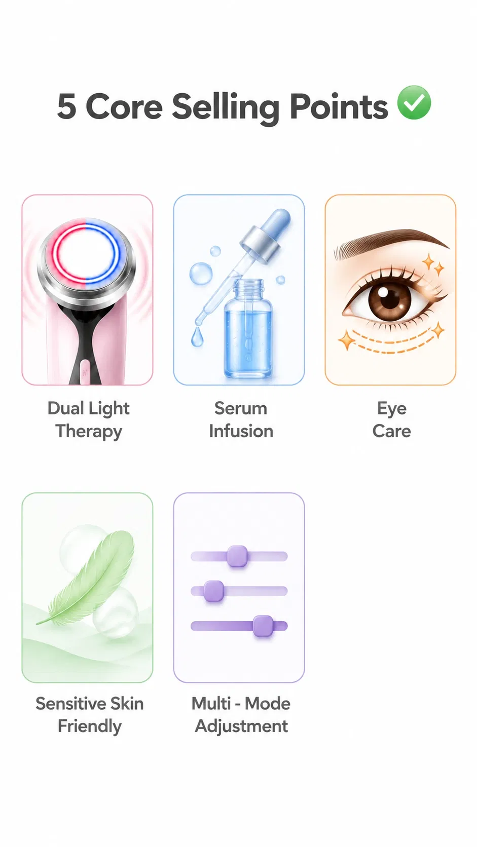 Compact Pink Portable USB Rechargeable Face Neck Lifting Massage Handheld Beauty Device