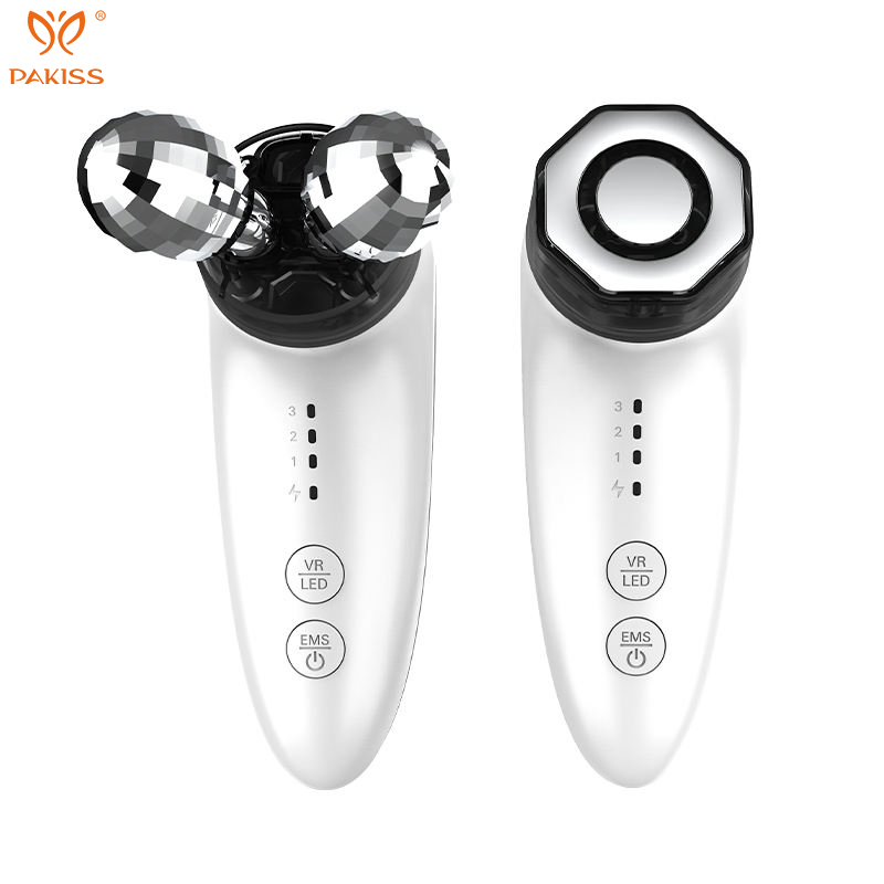 Pakiss Dual-Head Interchangeable Facial Massager with EMS + Vibration + Red/Blue Light for Face, Eyes