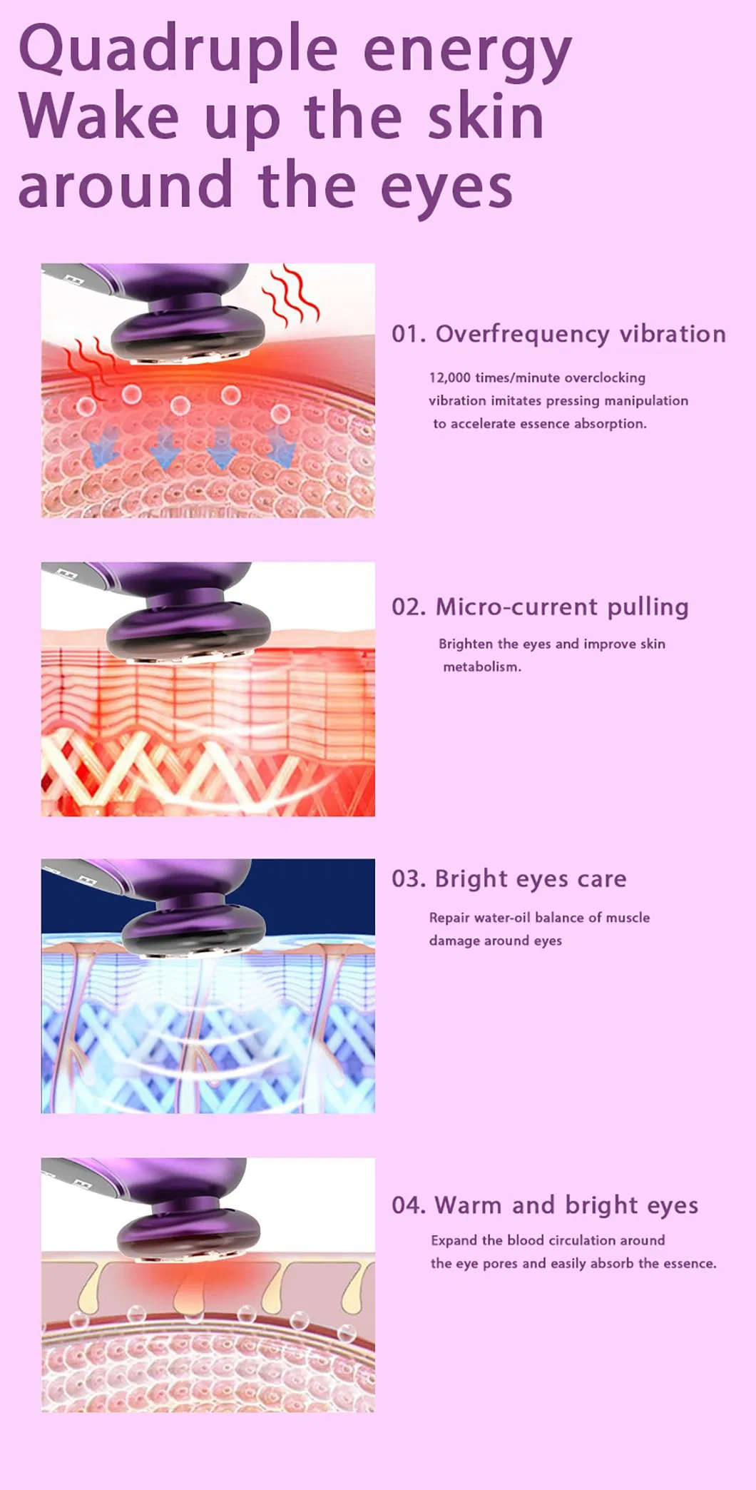 Facial High Frequency Vibration Dark Circle Remove Device Heating Compress Eye Massager