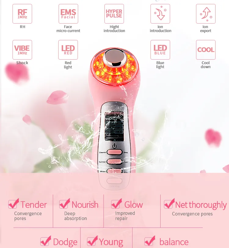 Radio Frequency Skin Tightening Vibration EMS Facial Massager for Women Home Use RF Beauty Instrument