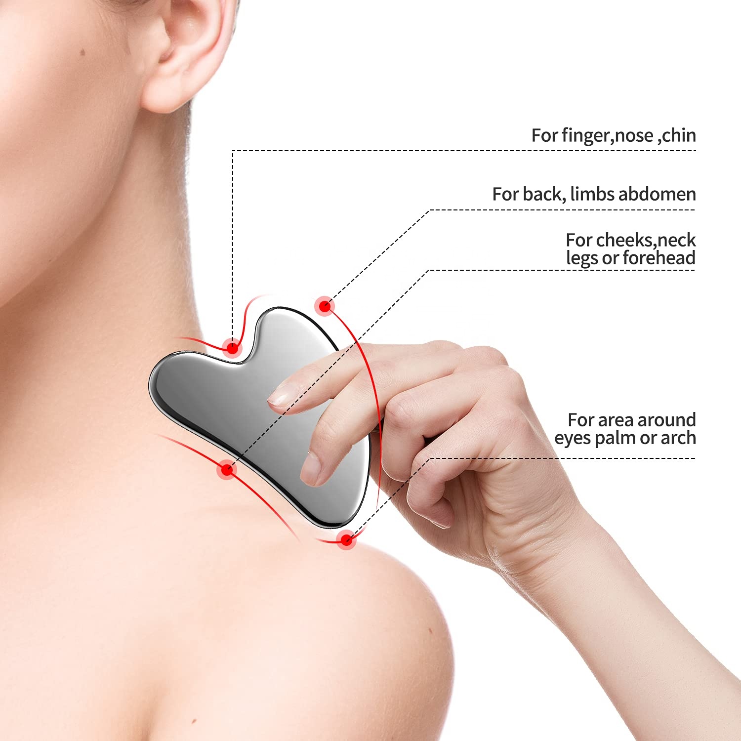Private LOGO Metal Gua Sha Stone Massager Face Sculpting Stainless Steel Guasha Skincare Tool for Facial & Body