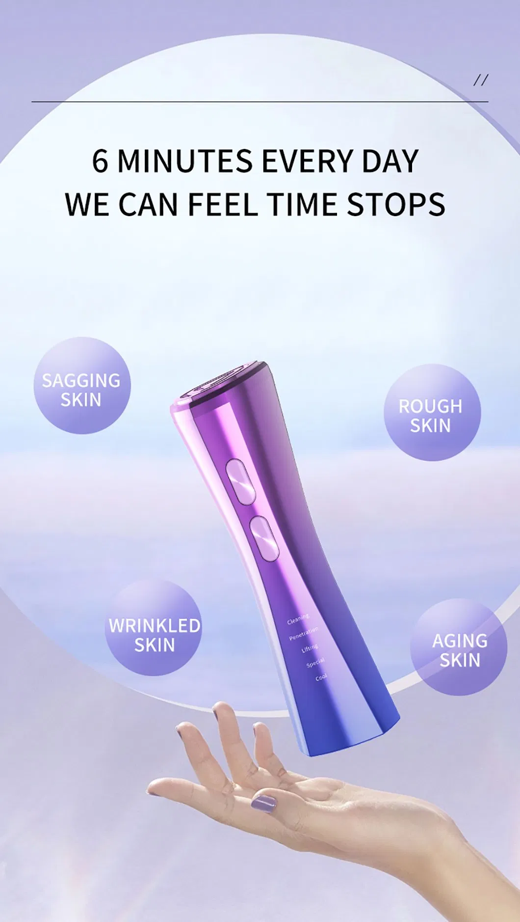6 In1 Facial Lift Anti-Aging Whitening Skin Tightening USB Rechargeable Beauty Device