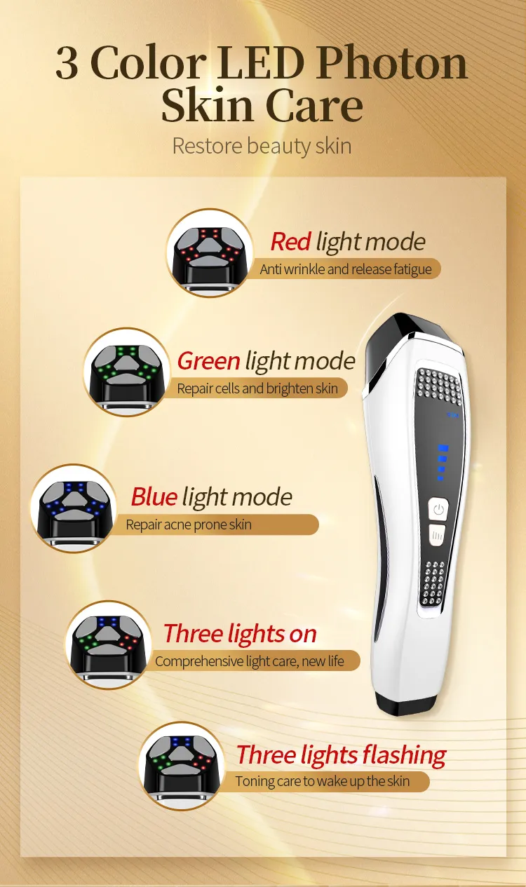 Hot Sales Home Use Micro-Current Firming LED Therapy Anti-Wrinkle Facial Beauty Massager