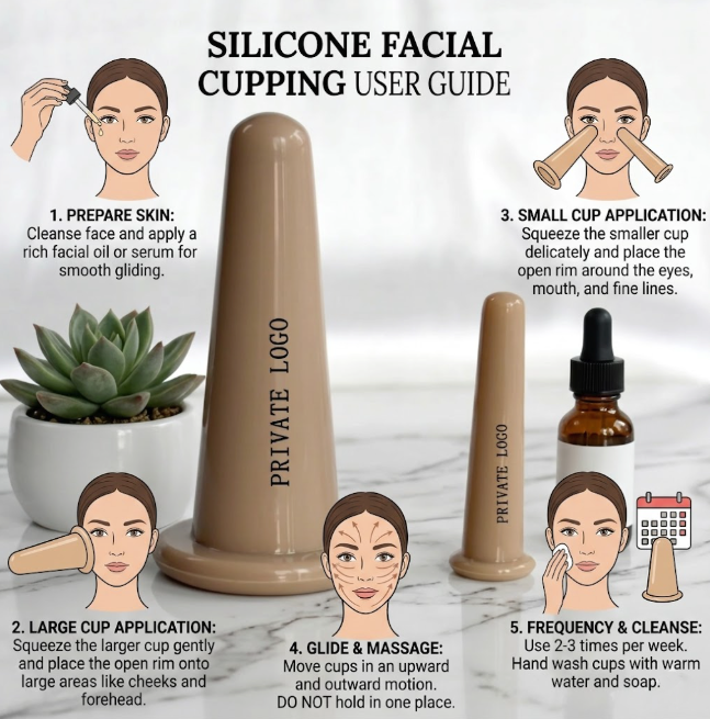 Anti-Aging Silicone Cupping Set 2Pcs Facial Cupping Therapy Set Hijama Cups Face Cupping Massager for Anti Cellulite Skin Care