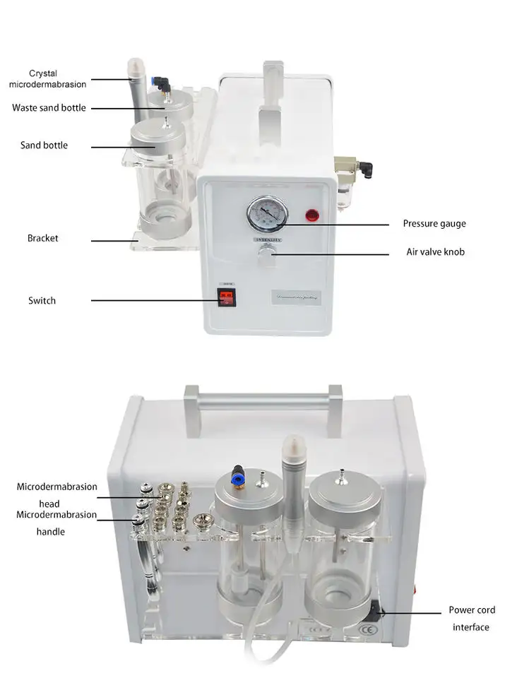 Portable 2-in-1 Peel Oxygene Facial Machine Diamond Crystal Microdermabrasion Machine Deep Cleaning Skin Rejuvenation Face Home