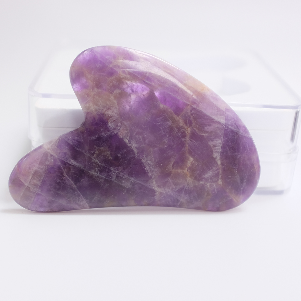Natural Xiuyan Jade Gua Sha Rose Quartz Amethyst Obsidian Gua Sha Facial Tool Anti-aging Facial GuaSha Scraping Massage Tool