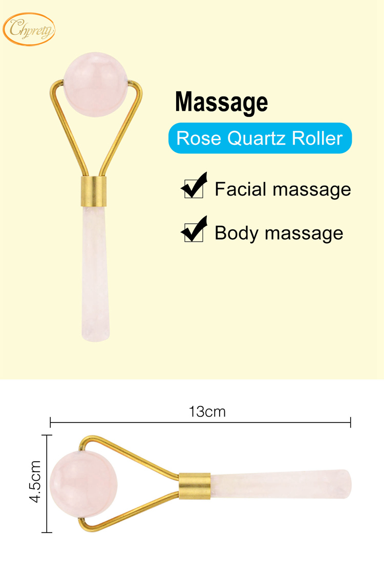 Portable Rose Quartz Facial and Body Crystal Stone Massager Portable Jade Roller for Skin Rejuvenation and Wrinkle Removal
