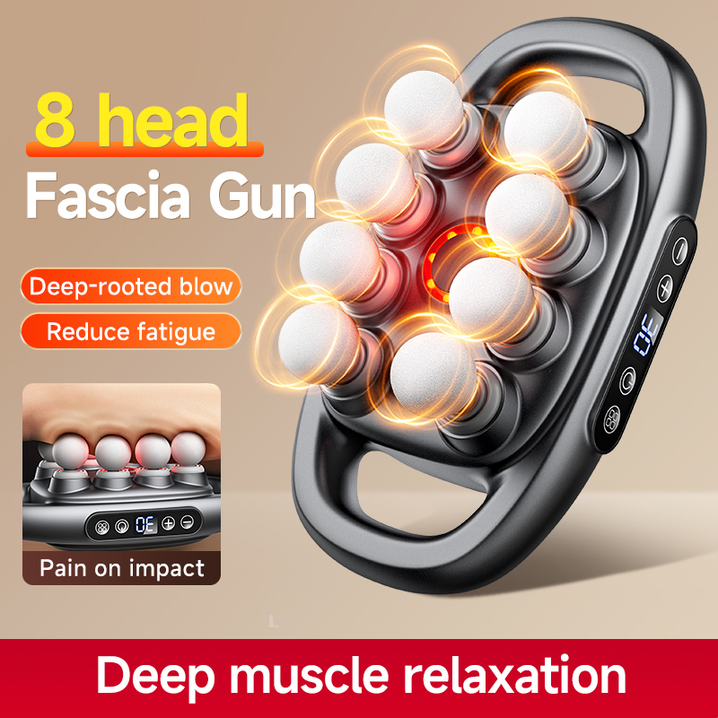 VTT Wholesale Portable Electric 8-Head Massage Gun Rechargeable Facial Massager for after Fatigue Massage Great Value