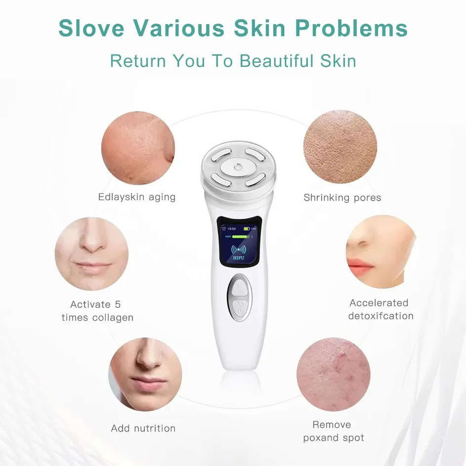 Hifu 4th Facial Wrinkles Removal Ultrasonic RF Skin Tightening Face Massager
