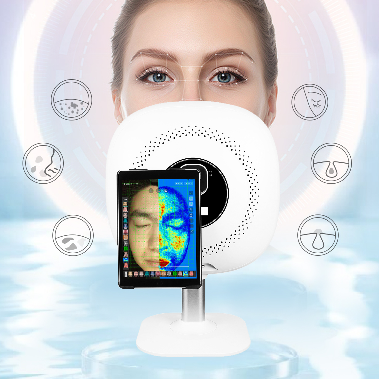 Professional Intelligent Full Face Scanner Facial Skin Analyzer Beauty Salon Equipment