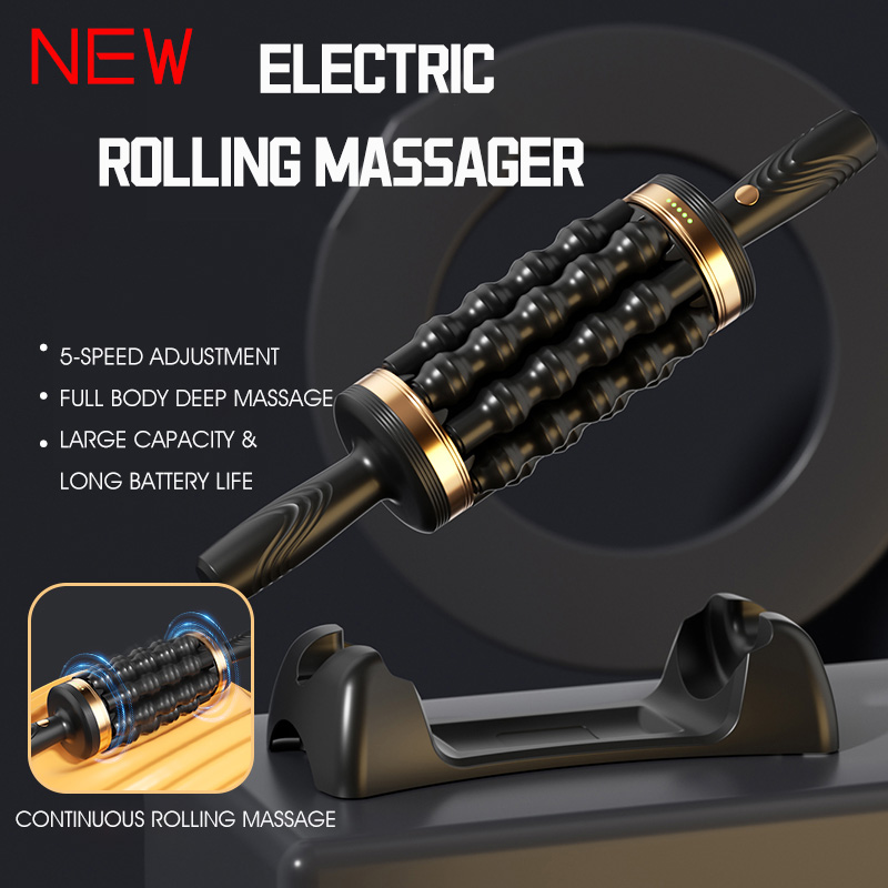 New Rechargeable Deep Tissue Vibrating Auto Massage Rollers Machine Micro Vibration Body Rolling Percussive Massager