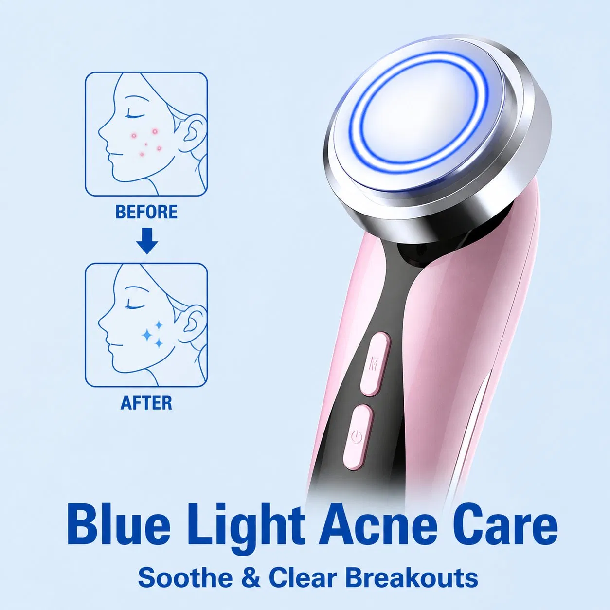 [Zsm] Compact Pink Portable USB Rechargeable Face Neck Lifting Massage Handheld Beauty Device