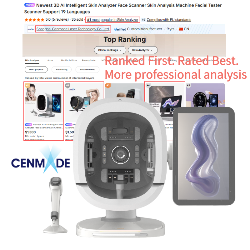 Newest Portable 3d Skin Analysis Machine Smart Ai Face Scanner One Click Skin Analyzer With 3 Cameras
