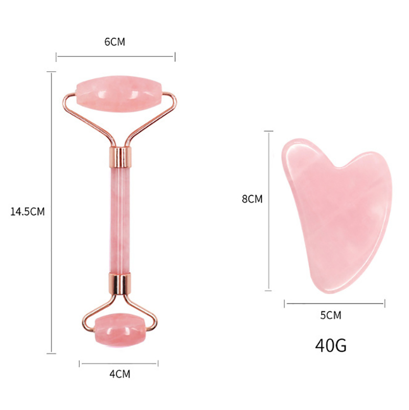 Private Label Custom Logo Face Head Neck Spa Massager Facial Massage Roller and Guasha Set