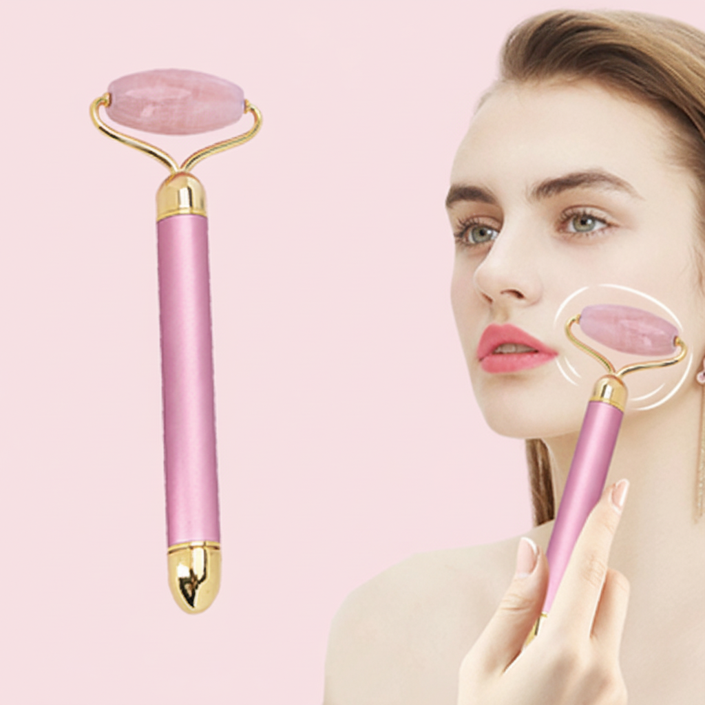 2024 Wholesale Anti-Aging Face Lift Beauty Tool Dry Cell Made of Natural Quartz Jade Facial Massage Roller with Custom Logo