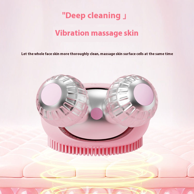 3-in-1 Electric Facial Massager Cleaning Tool Soft Silicone Exfoliating Face Scrubber Cleansing Brush for Wrinkles and Lifting