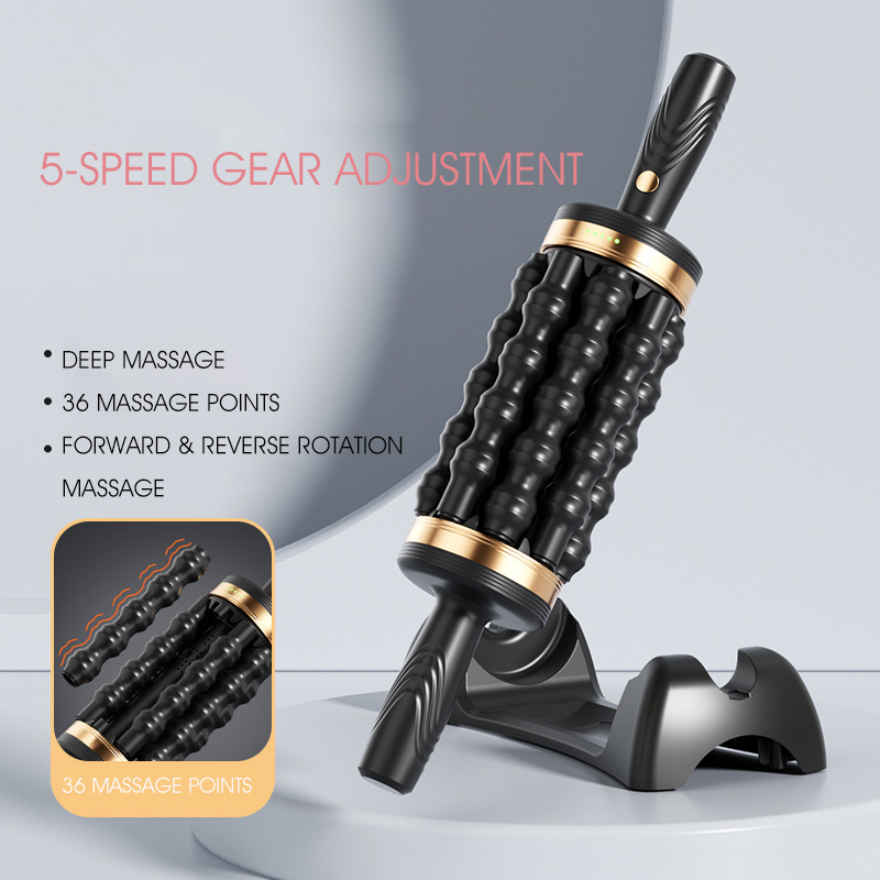 New Rechargeable Deep Tissue Vibrating Auto Massage Rollers Machine Micro Vibration Body Rolling Percussive Massager