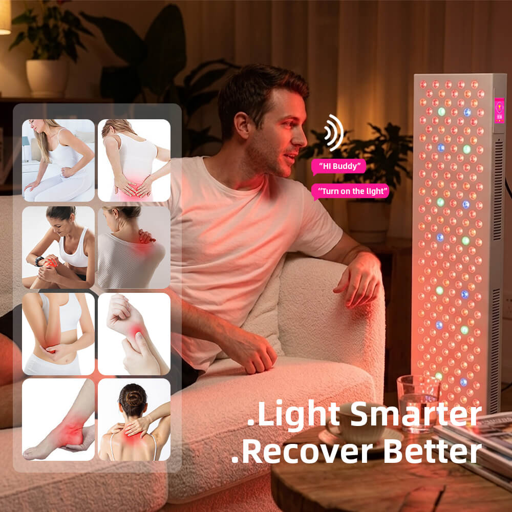 Upgraded System Hassle-Free Use 9 Wavelengths Smart Touch Control Movable Stand 4500W Red Light Therapy Panel