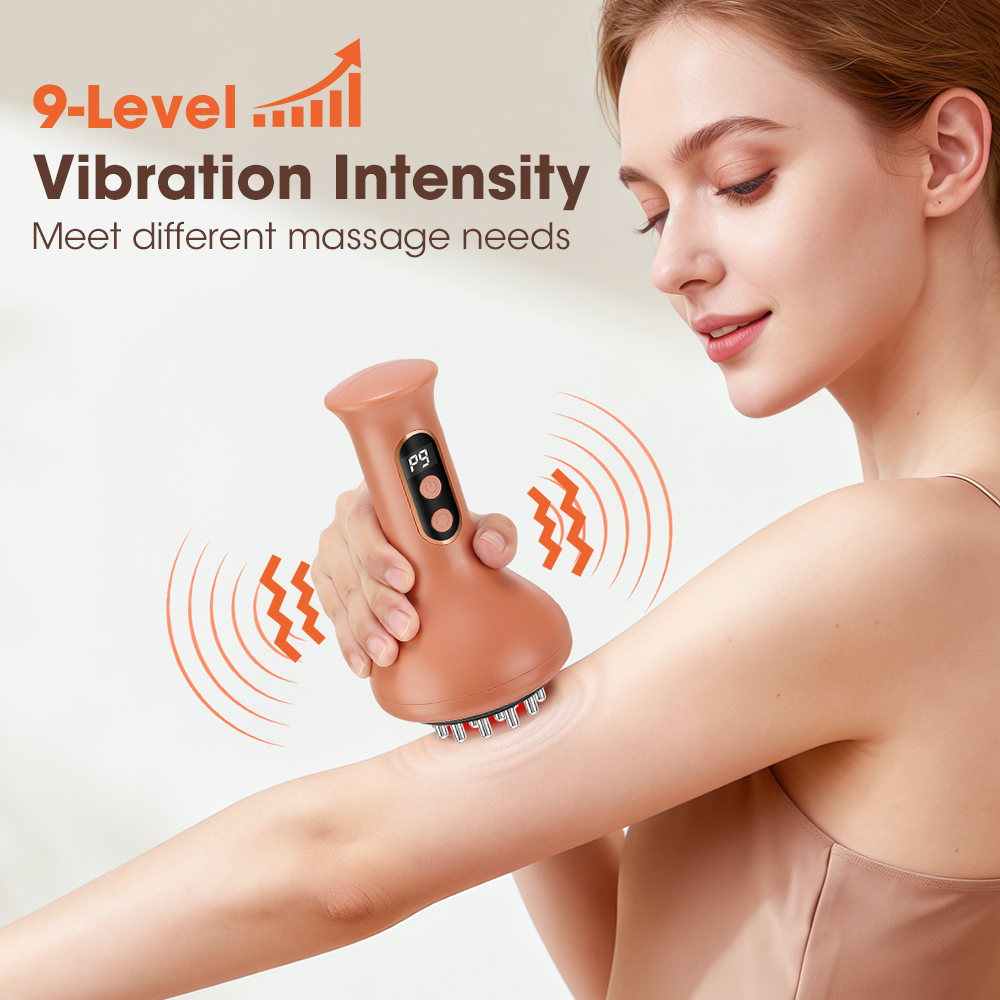 Electric GuaSha Lymphatic Drainage Heating Microcurrent Meridian Massage Brush Anti Cellulite Massager For Body Slimming Device