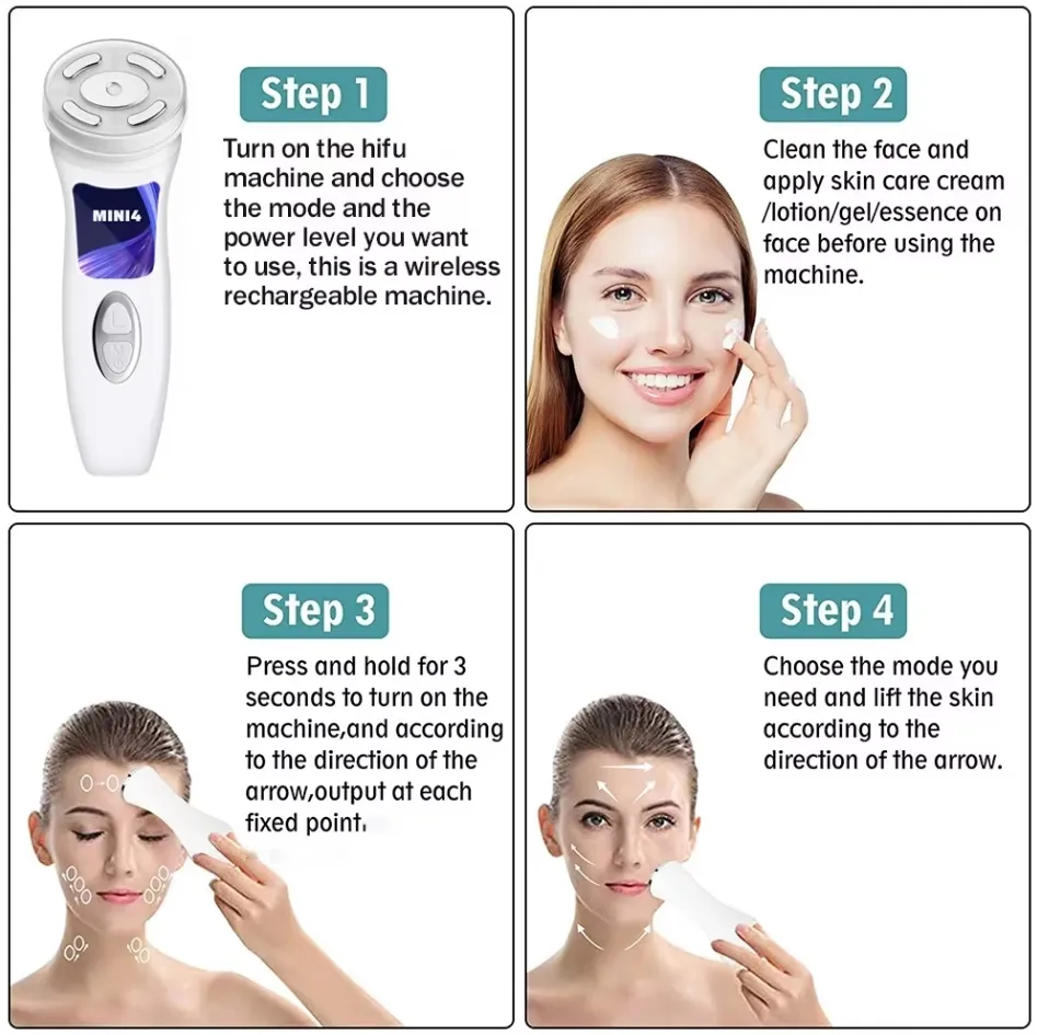Hifu 4th Facial Wrinkles Removal Ultrasonic RF Skin Tightening Face Massager