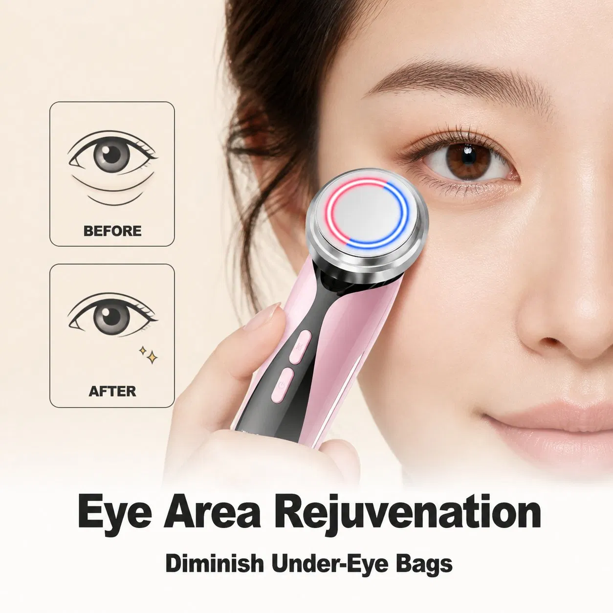 [Zsm] Compact Pink Portable USB Rechargeable Face Neck Lifting Massage Handheld Beauty Device