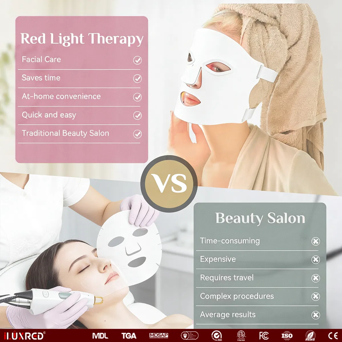 Red Light Therapy Facial Mask LED Light Skin Care Beauty Mask Device for Home Use Portable Infrared Sauna Red Light Therapy Masks