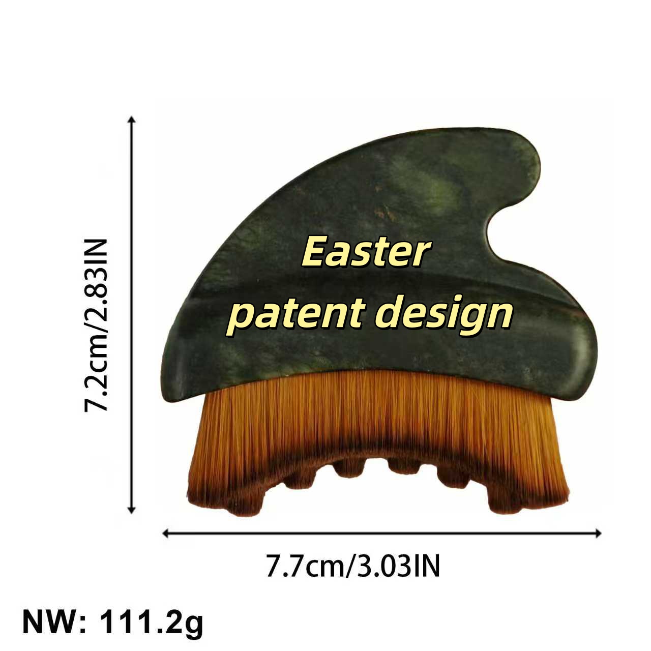 Factory 2-in-1 Jade Gua Sha Comb And Face Sculpting Brush For Jawline And Chin Definition And Lymphatic Drainage