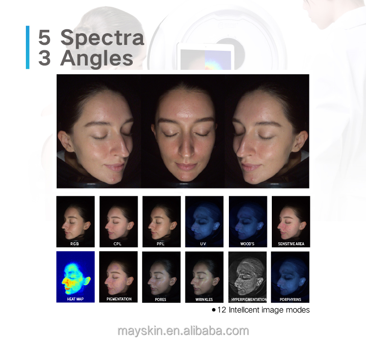 Smart AI Magic Mirror Facial Skin Analyzer Machine LED 5-Spectrum Skin Analysis Aging Treatment JP/US/ZA iPad Control Commercial