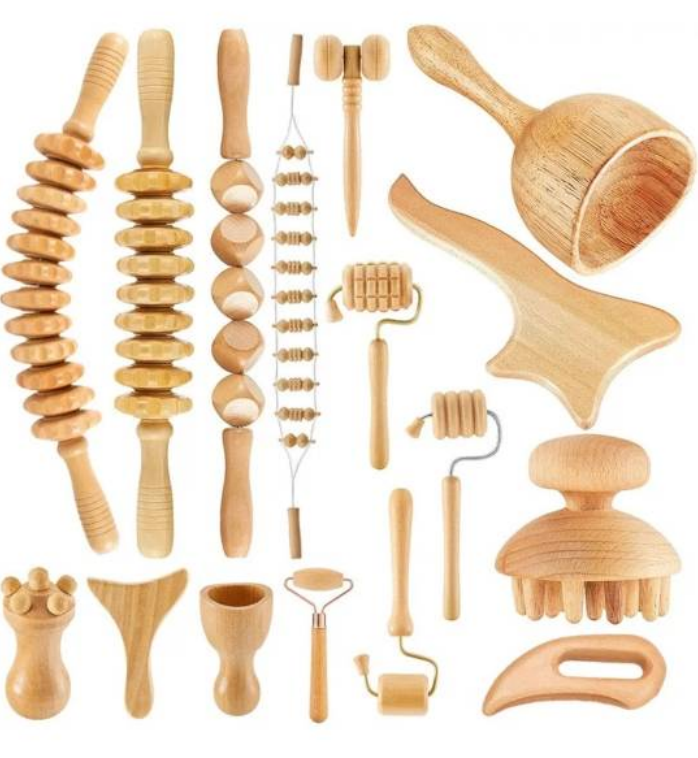 Hot Selling Professional Anti-cellulite Maderotherapy Body Lymphatic Drainage Wood Therapy Massage Tool Kit For Back Neck Face