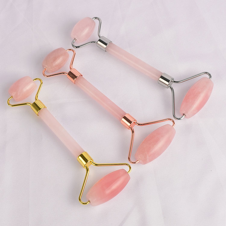 Best Selling Amazon Anti-Aging Facial Massager Set Rose Quartz Jade Roller with Cold Pink Jade Stone for Face Massage Products