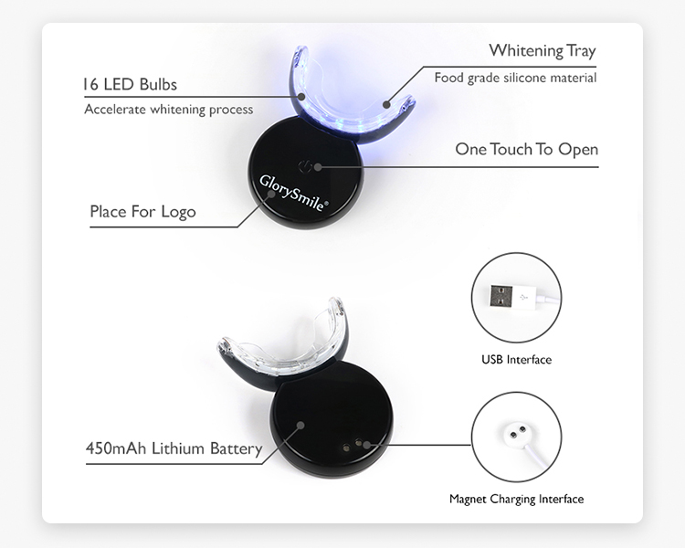 2024 Rechargeable Cordless Peroxide Free Red Blue Ray LED Light Wireless Teeth Whitening Kit
