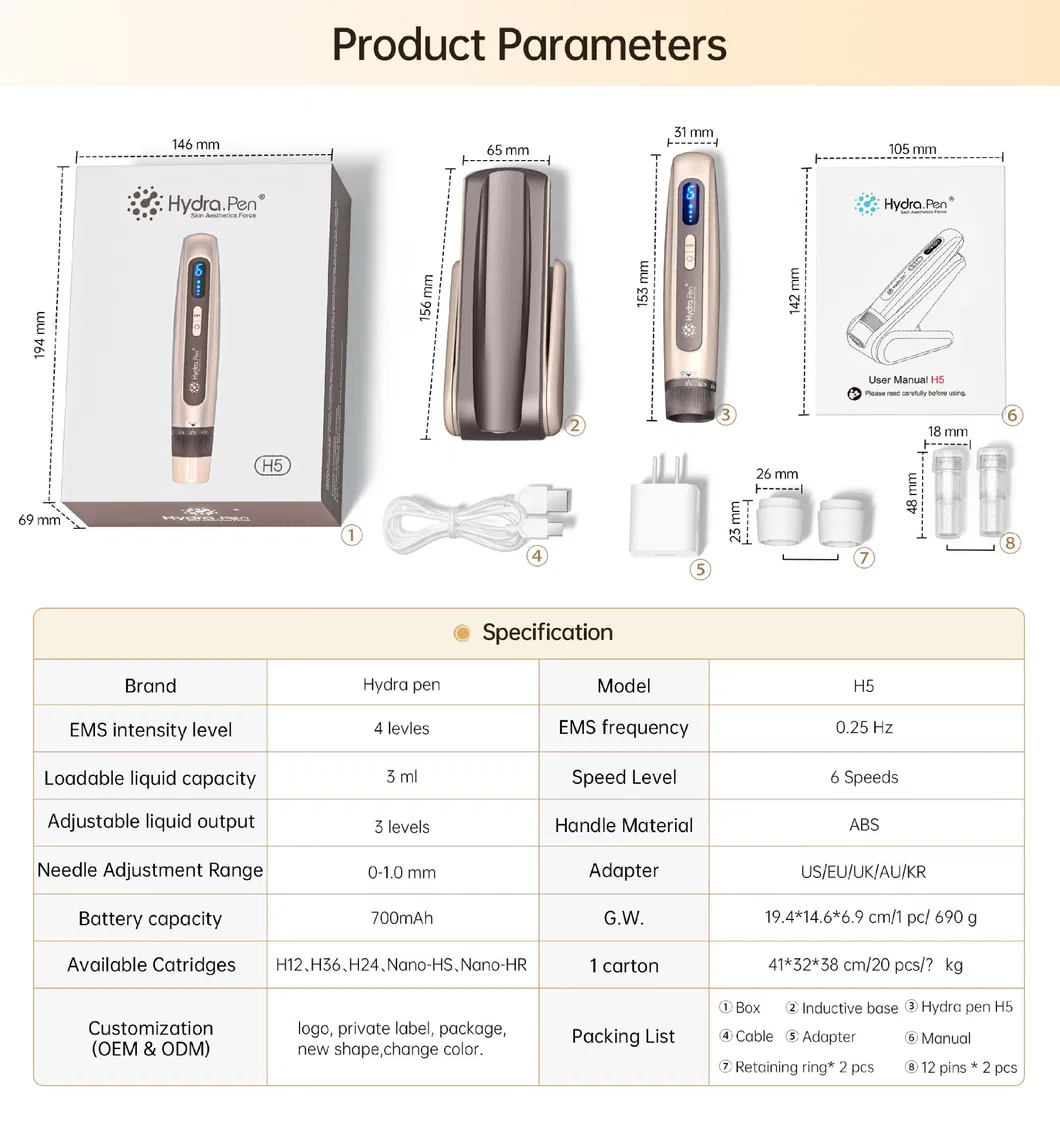 Rechargeable EMS Essence Infusion Derma Pen Hydro Pen H5
