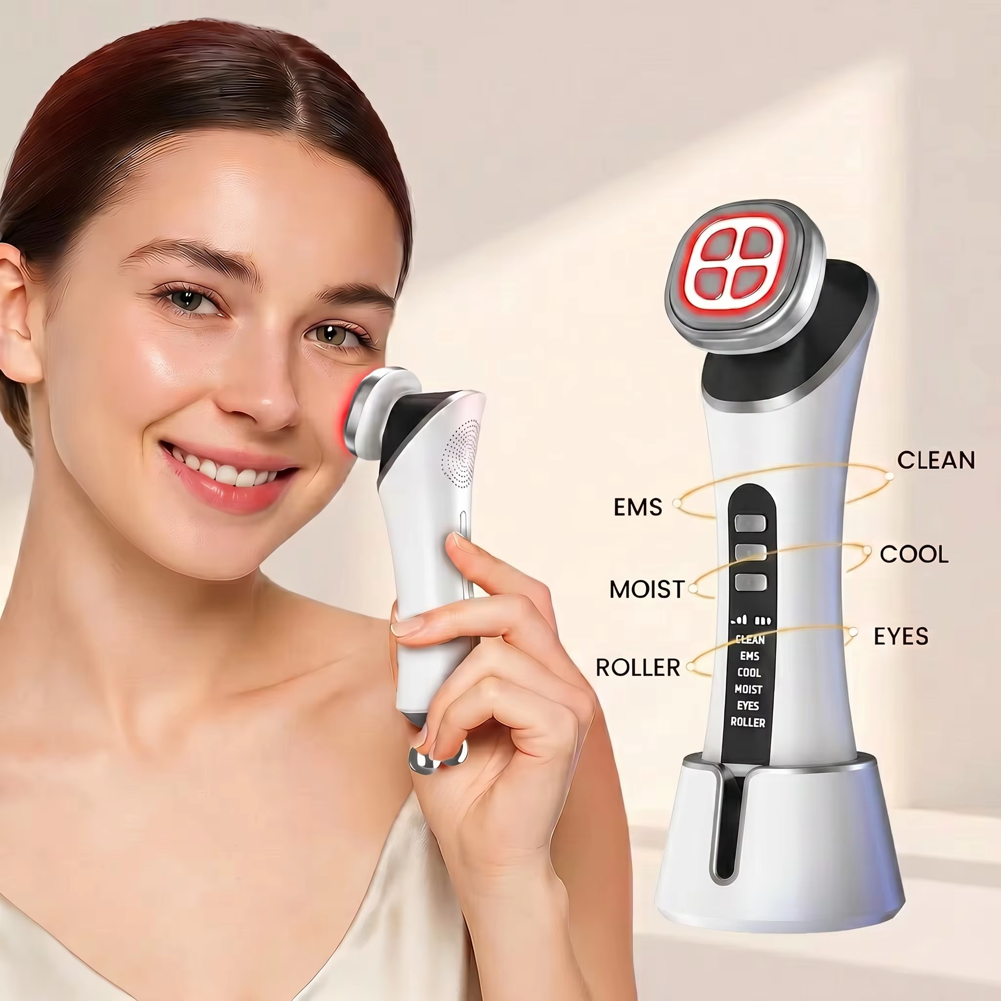 6In 1 Multifunctional Facial Roller Massager Slimming Contouring Jawline Chin Neck Toning Rejuvenating Skincare Styling Wand