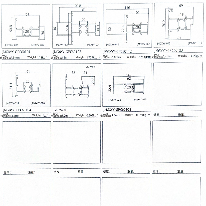 Thermal break aluminum profile specification sheet 2