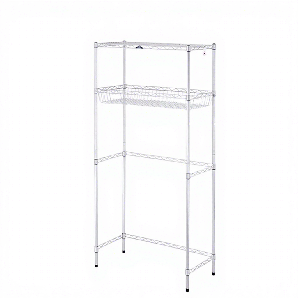 AMJ High Quality 2 Tiers Silver Metal Bathroom Wire Rack Shelf for Wash Machine