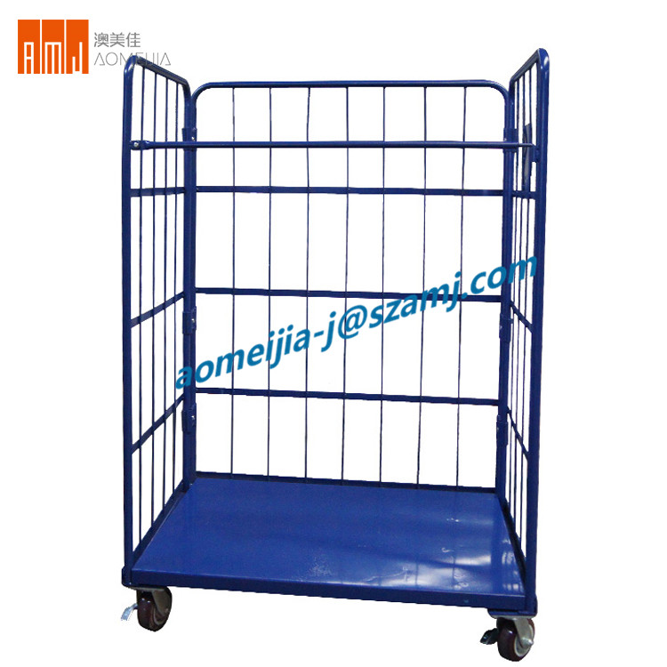 Heavy Duty Warehouse Industrial Folding Rolling Metal Storage Container Cart