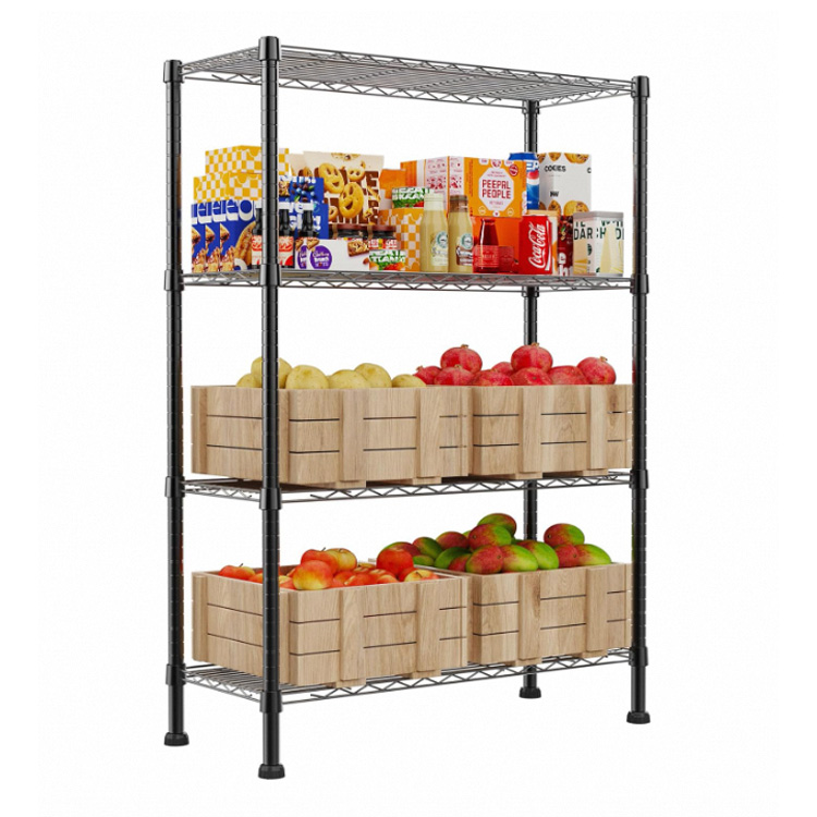 14.1" D X 30" W X 54" H Black 4-Wire Shelving Metal Storage Rack Adjustable Shelves Standing Storage Shelf Units