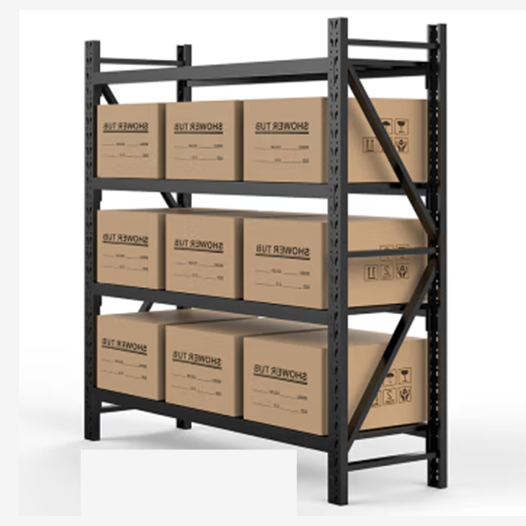 Light Duty Black Adjustable 4 Tier Metal Steel Industrial Warehouse Storage Rack