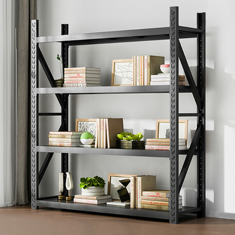 Light Duty Black Adjustable 4 Tier Metal Steel Industrial Warehouse Storage Rack