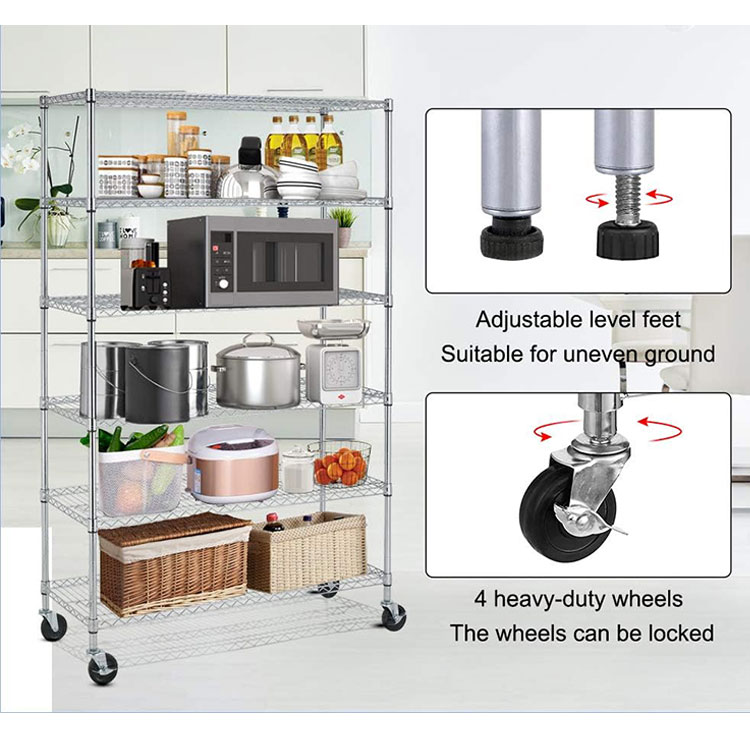 NSF Approval Storage Shelves 5 Tier Metal Shelf Wire Shelving Rack
