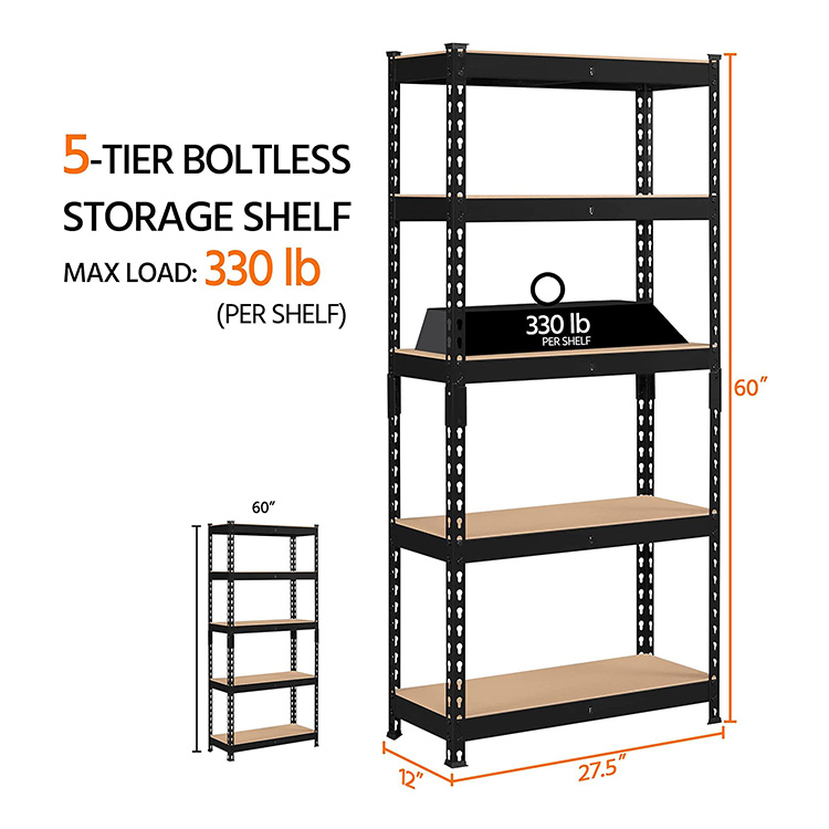 Medium Duty 5-Tier Metal Adjustable Warehouse Garage Storage Shelving Shelves