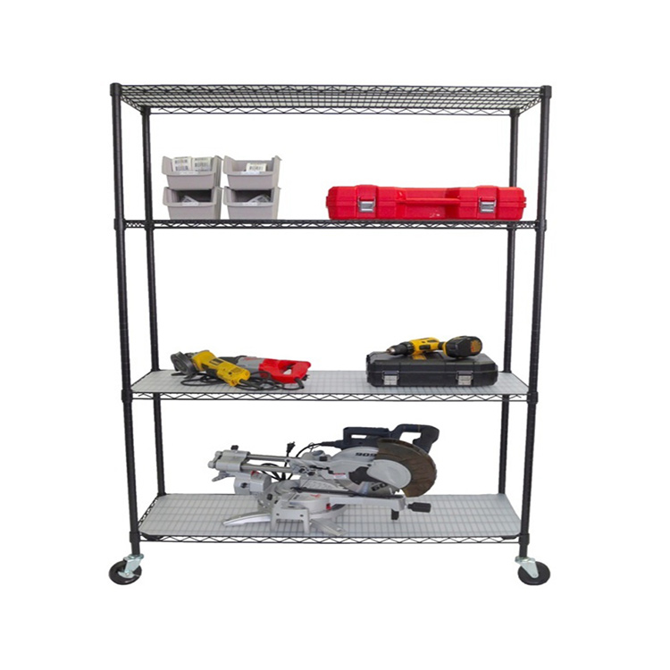 Wholesale 4-tier Metal Display Rack Kitchen Garage Adjustable Steel Wire Shelving Storage Shelves