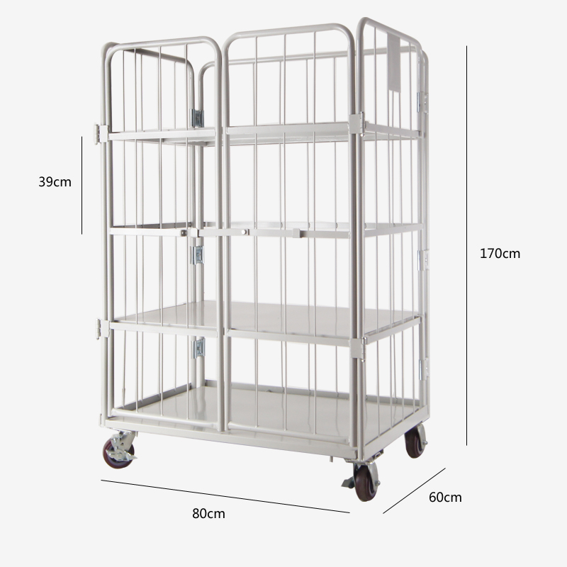 Galvanized Nestable Collapsible Metal Welded Steel Roll Container for Warehouse